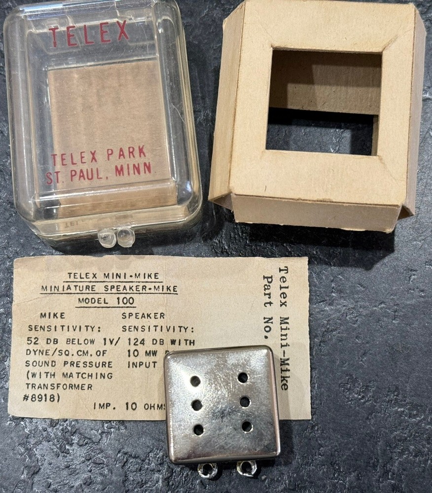 Vintage TELEX Mini-Mike Speaker Microphone Model 100 - 1956