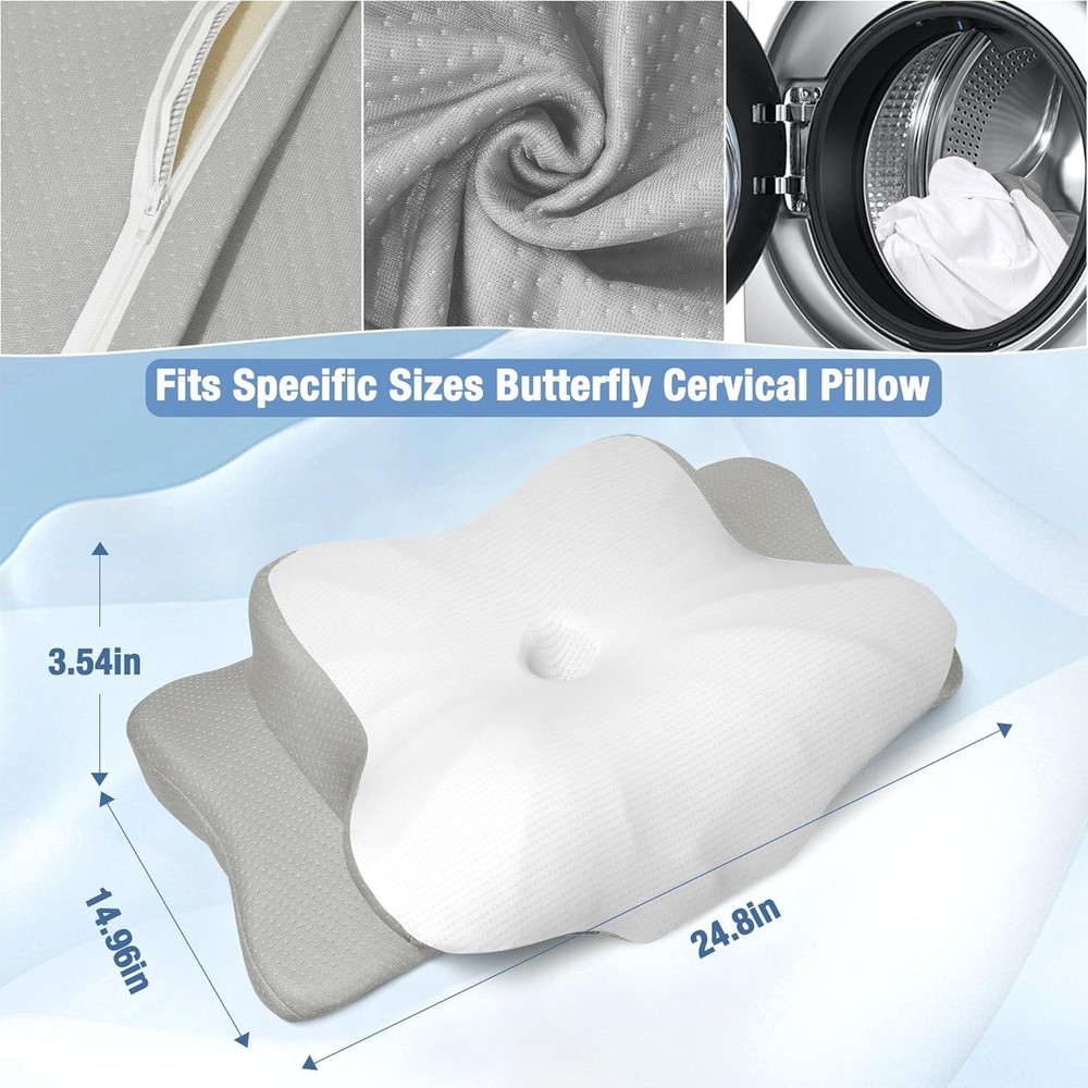 Cervical Pillowcase ONLY Butterfly Shape Memory Foam Neck Support Cover