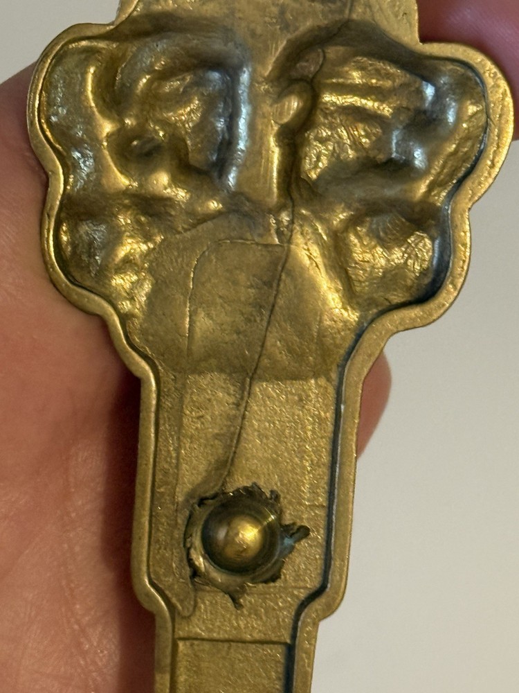 Vintage Solid Brass Wall Hook Serpent-Style With Faces Ornate