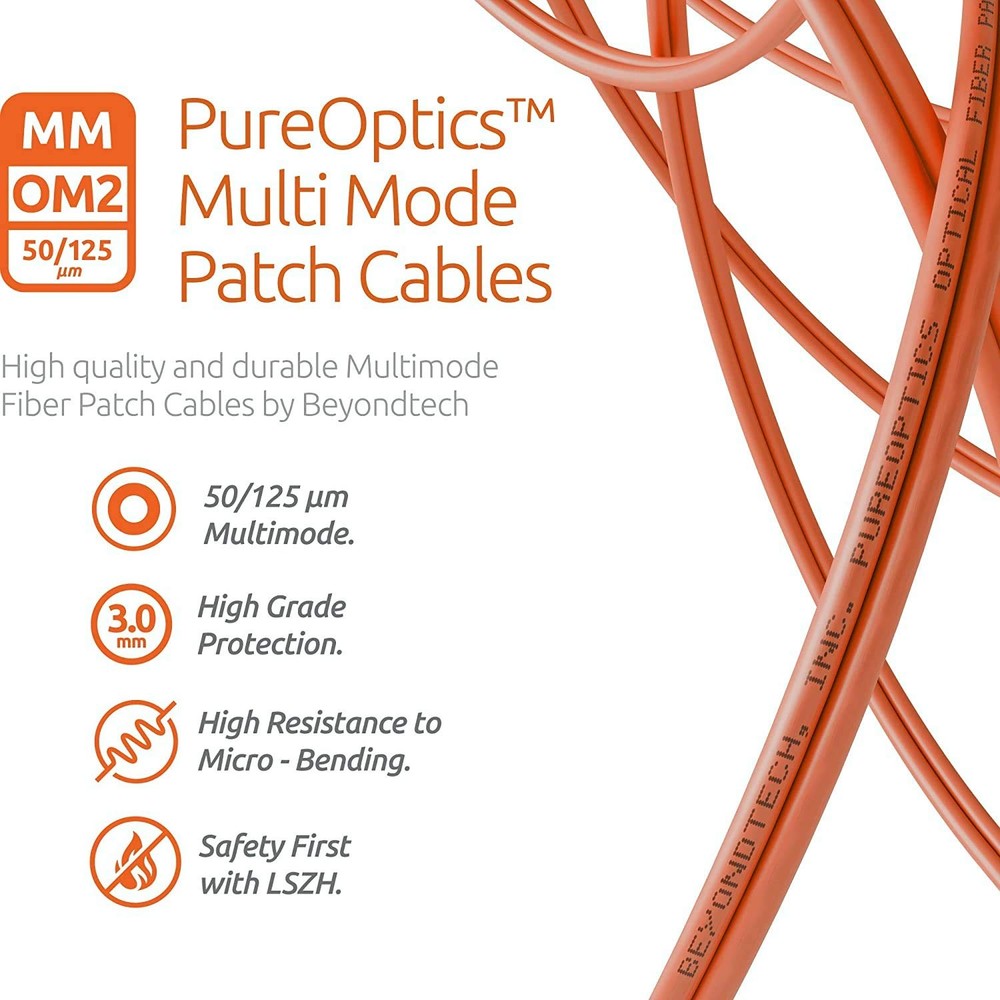 1m (3.28ft) LC to ST Fiber Patch Cable – UPC Multimode Duplex Fiber Optic Cab...