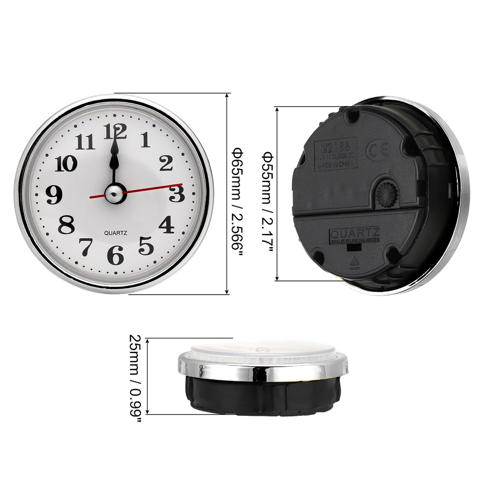 2-1/2" 65mm Quartz Arabic Clock Insert 2Pcs Fit 55mm/2.17" Silver Tone
