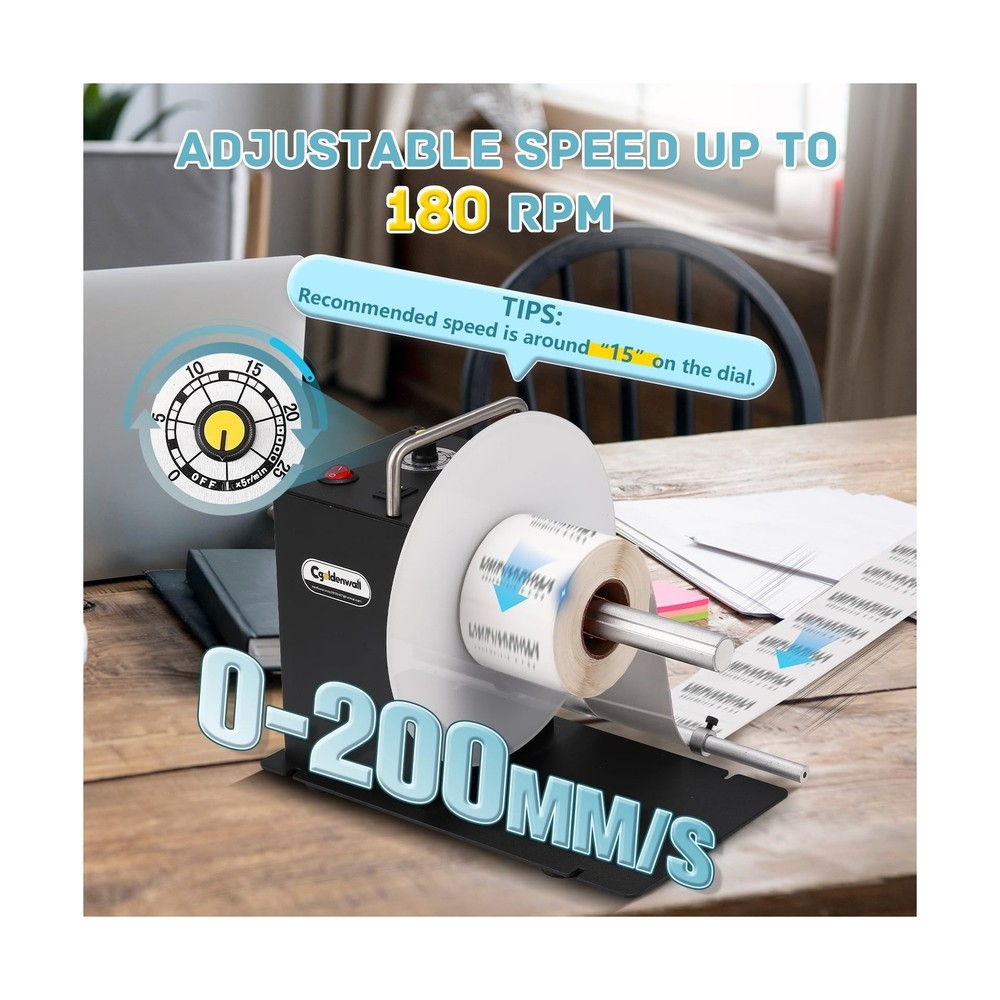 CGOLDENWALL Automatic Label Rewinder Machine, Bidirectional Rewinding, Corefr...