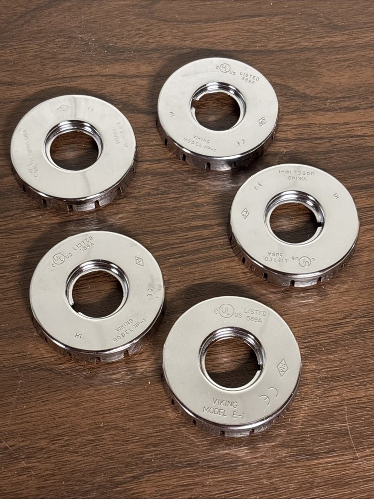 5 New Viking model E1 fire sprinkler 1/2" Chrome Escutcheon