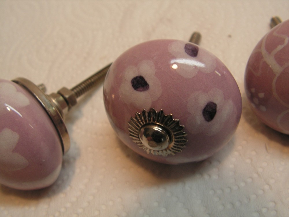15 Vintage Porcelain Drawer Pull Handle Mostly Flower Floral Cabinet Knobs NICE!