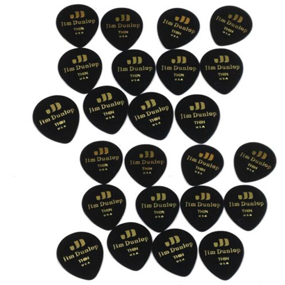Dunlop Guitar Picks Teardrop 24 Picks Classic Celluloid Thin Black
