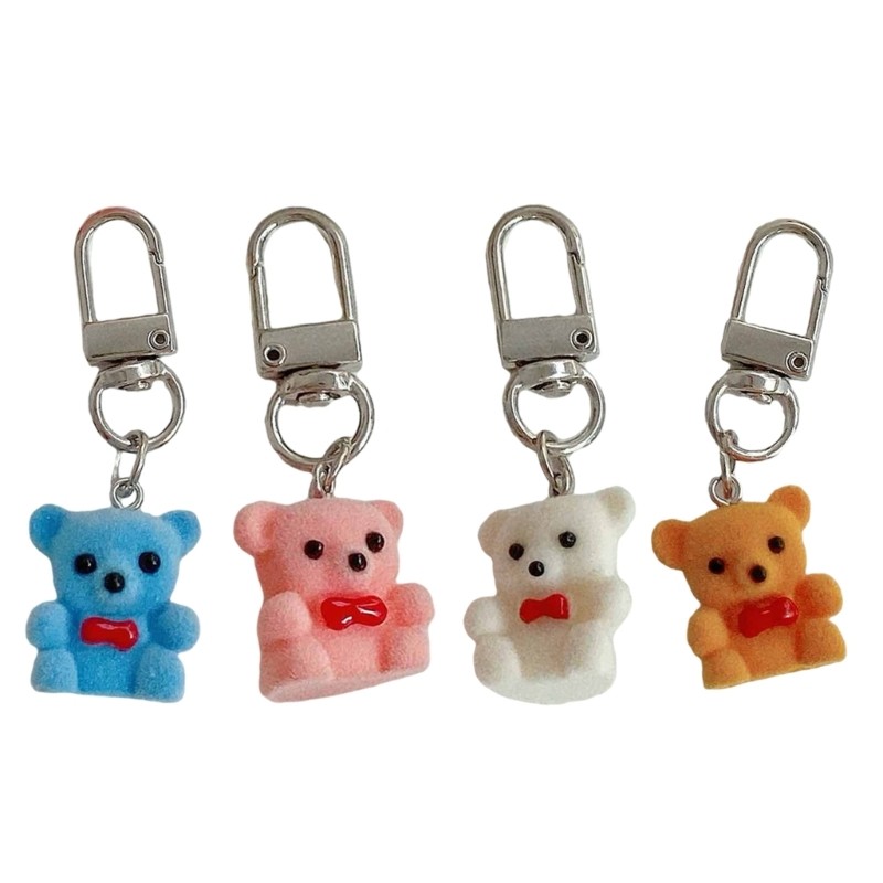 Lovely Small Bear Key Holder Soft Flocking Handmade for Personalize Use