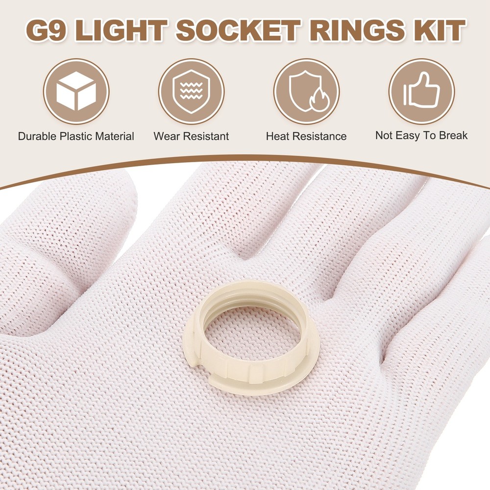 4 Pcs G9 Light Socket Rings for 3/4in Thread Diameter G9 Sockets(Small)