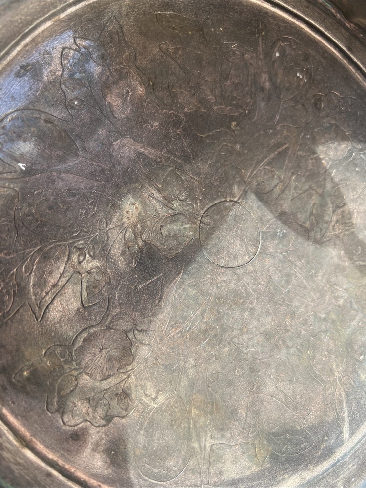 Silver Plate Cake Pan Wedding Fox, Faces, Rams