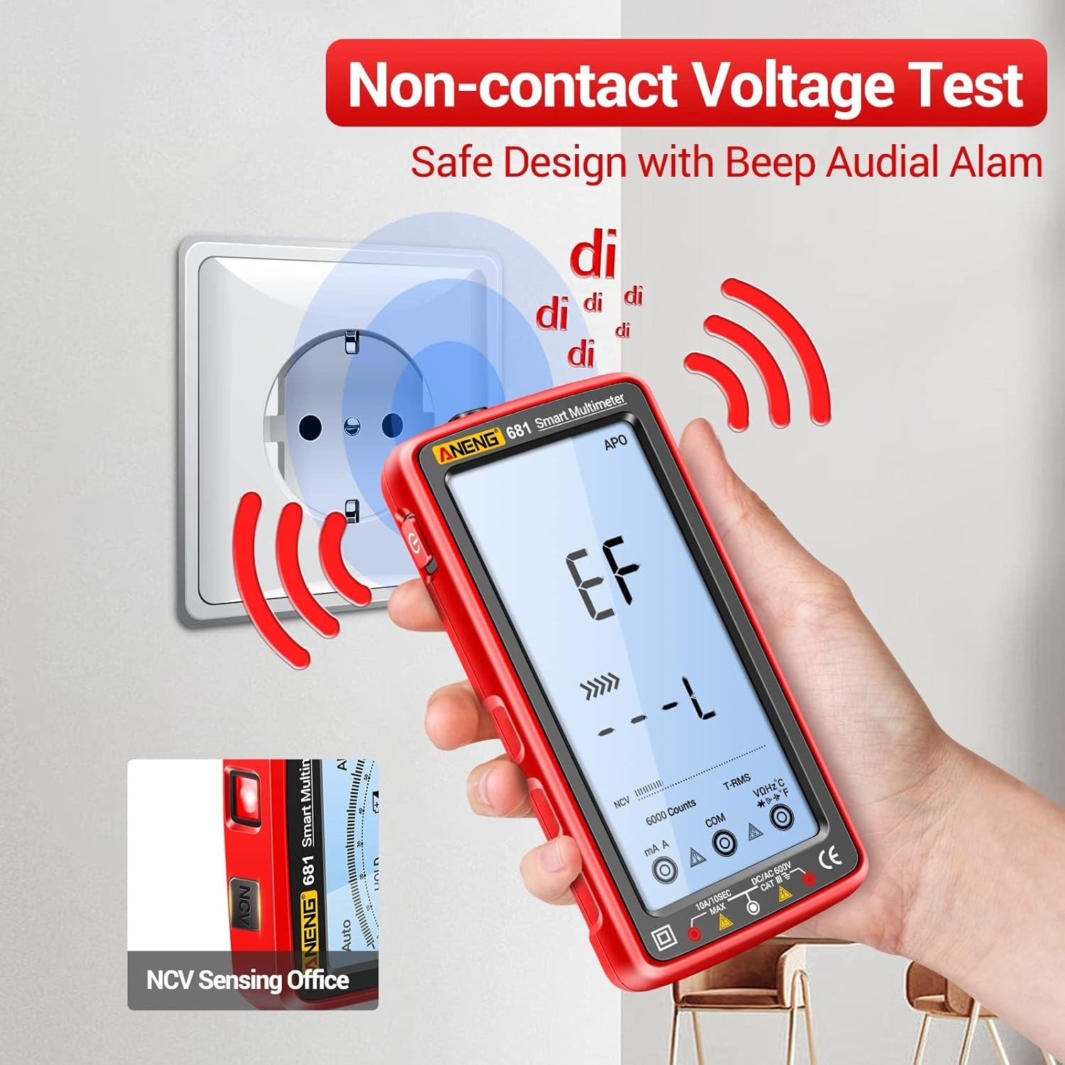 Digital Multimeter Tester Auto-Ranging TRMS 6000 Counts Voltmeter Smart Rech...