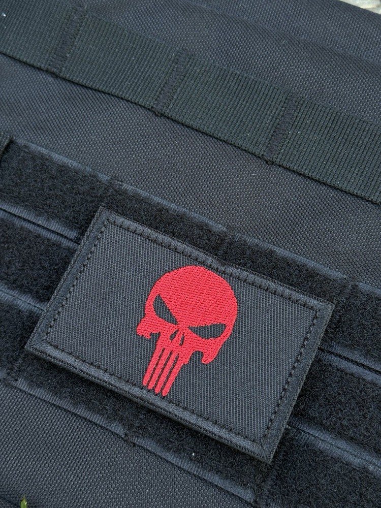 Punisher Skull Tactical Morale Patch Hook Loop Morale Badge Blood Red
