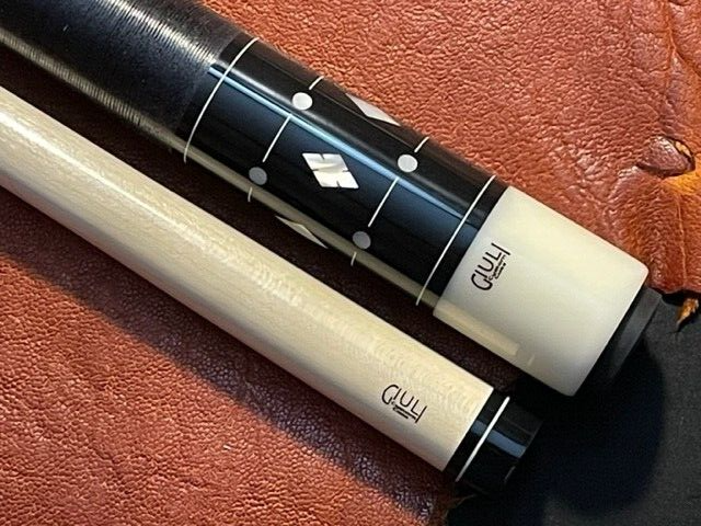 Carl Giuli Custom Stained Curly Maple Pool Cue. Notched Diamond. Maple Shaft.