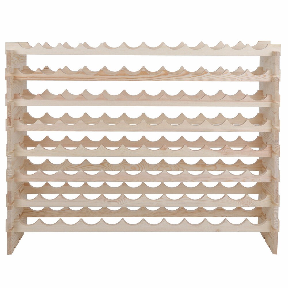 2X 96 Bottles Holder Wine Rack Stackable Storage 8 Tier Solid Wood Display