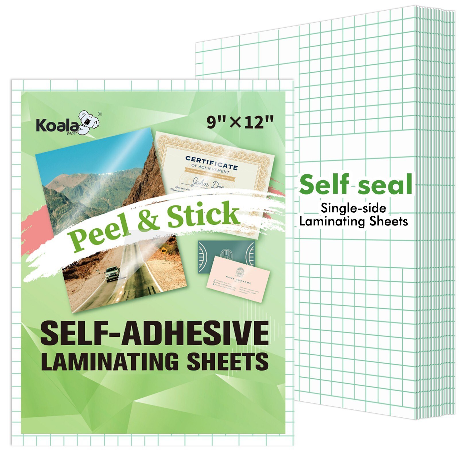 120 PK Koala Self-Adhesive Laminating Sheets 9x12 Clear Overlay Stickers Glossy