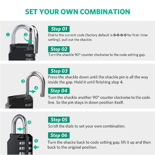 Combination Lock Resettable 4 Digit Padlock with Combination, AIHYTU Waterproof