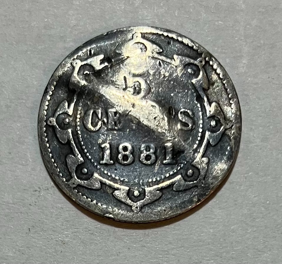 1881 Newfoundland Silver 5 Cents- Damaged