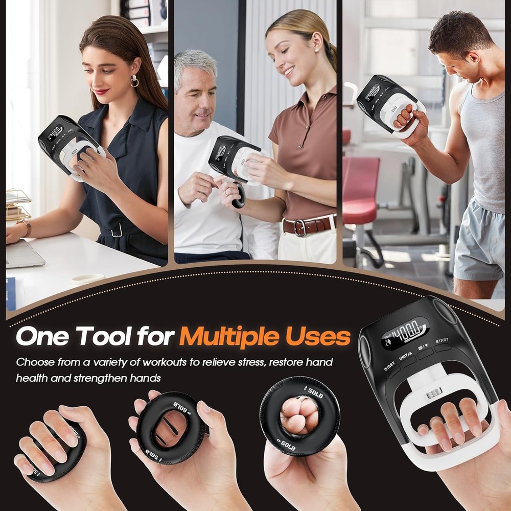 Grip Strength Tester & Trainer 2-in-1 Combo Set-Digital Hand Dynamometer with LC