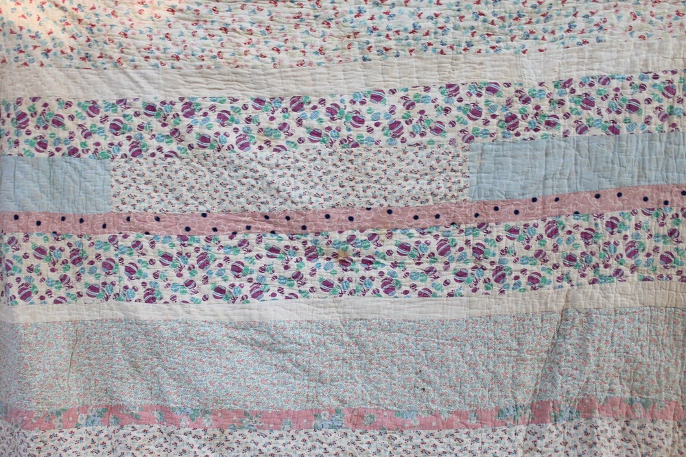 Antique Double Sided Scrap Frame Medallion Patchwork Quilt RARE