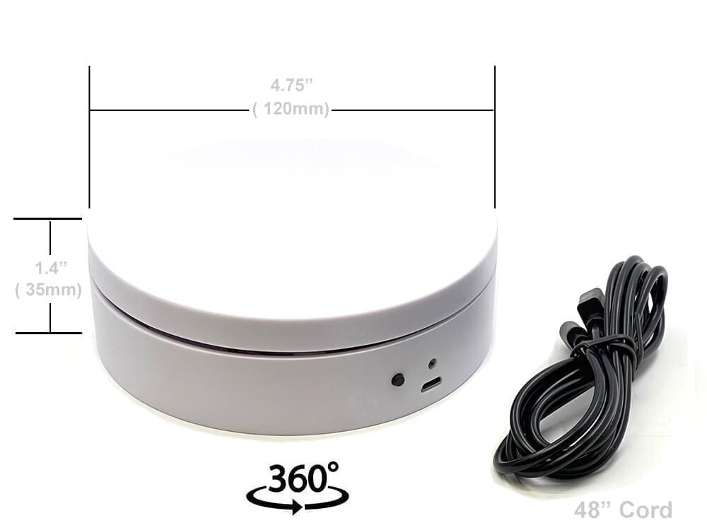 MINI TURNTABLE ROTATING DISPLAY STAND 4.75" WHITE FOR 1/64 SCALE MODELS E12-WH