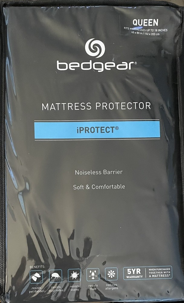 NEW ~ BedGear ~ Queen ~ iPROTECT ~ Mattress Protector ~ Noiseless Barrier