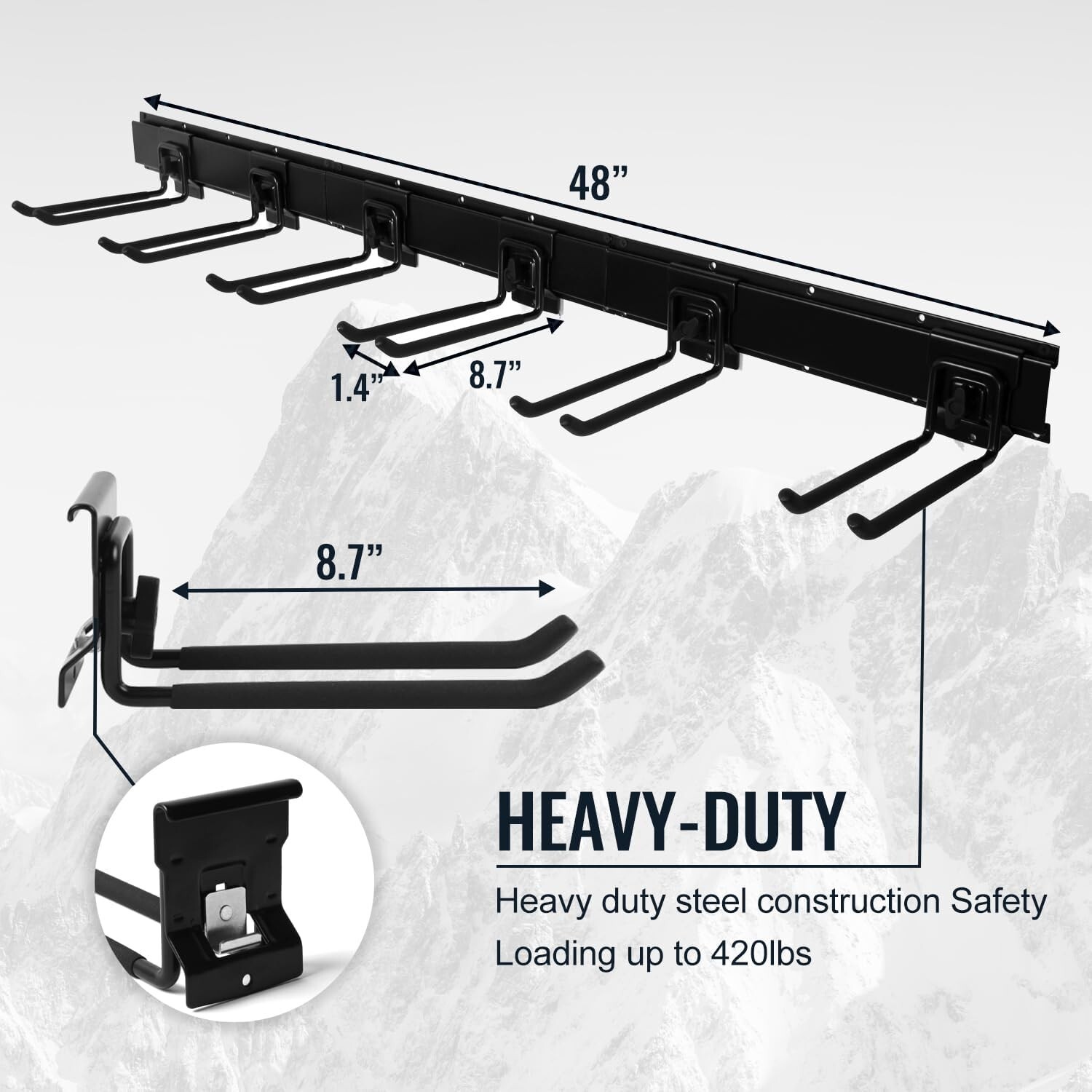 48 Inches Garage Storage, Garage Organization, Wall Mount Garden Tool Organizer