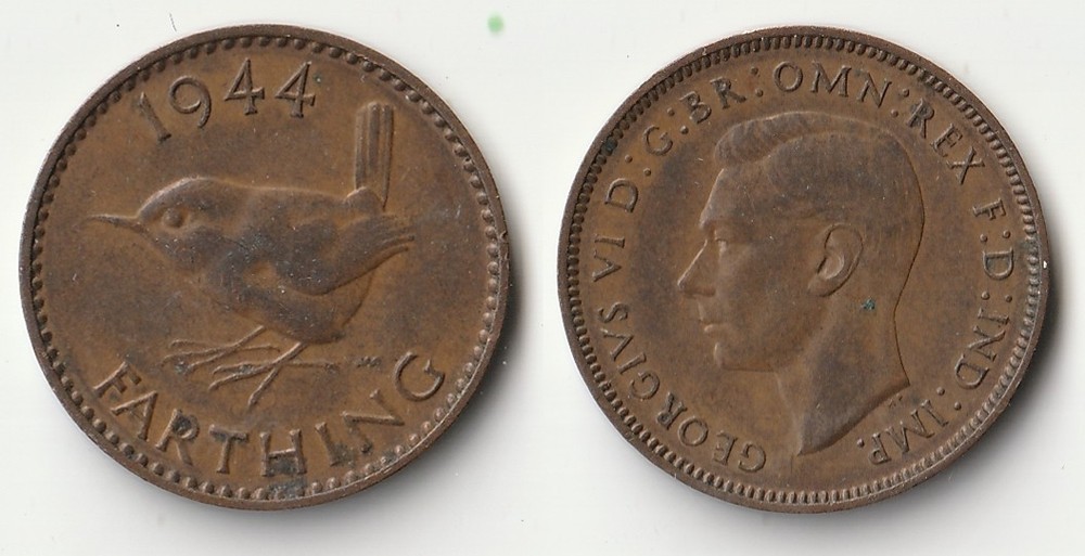 1944 Great Britain farthing coin