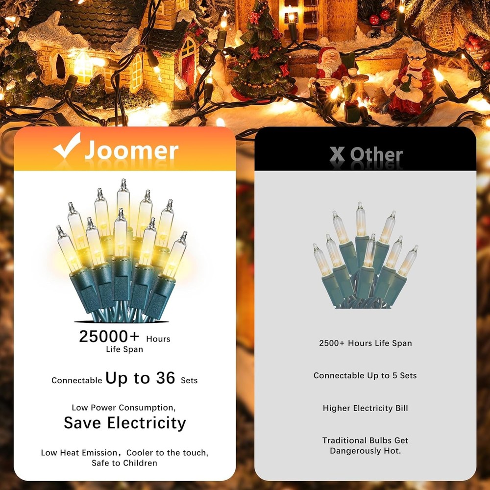 Joomer 3-Pack 300 LED Multicolor Christmas String Lights 58.5FT Connectable