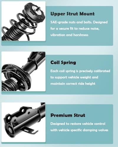 - 2Pcs Front Complete Struts Spring Assembly + 2Pcs Rear Shock Absorbers Fits