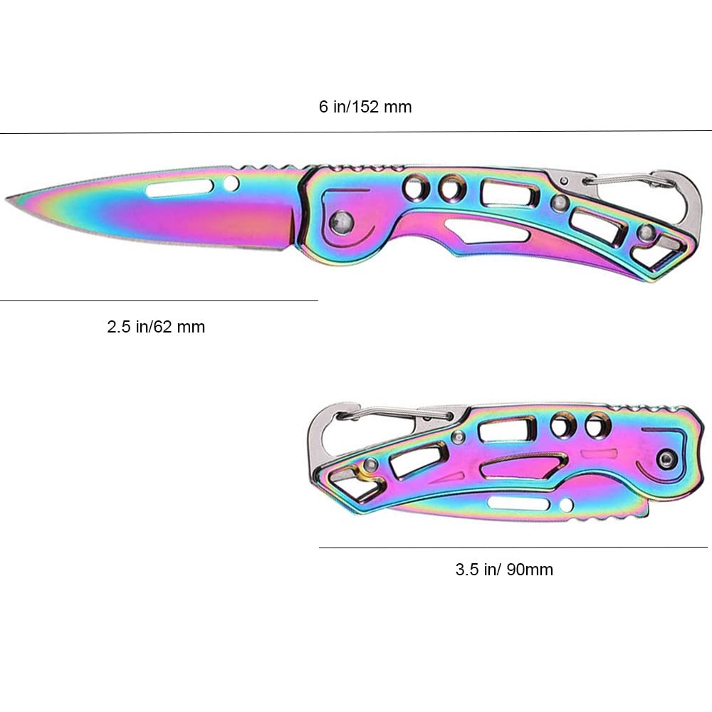 Multicolor Titanium Pocket Knife – Compact Folding Tool with Key Ring for EDC