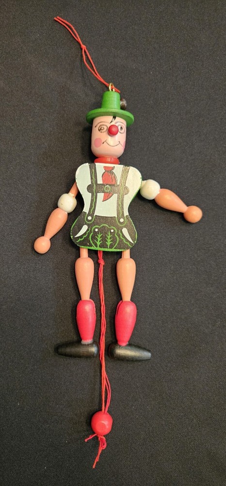 Vintage German Tyrolean Boy Pull String Toy - 8"