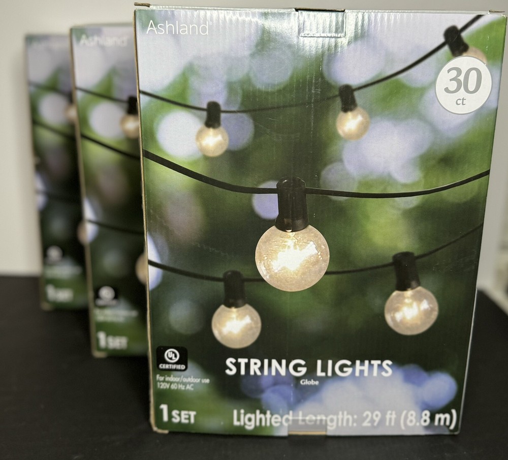 Ashland String Lights 30 Clear Globe 29 foot Length 1 Set, 3 Box’s