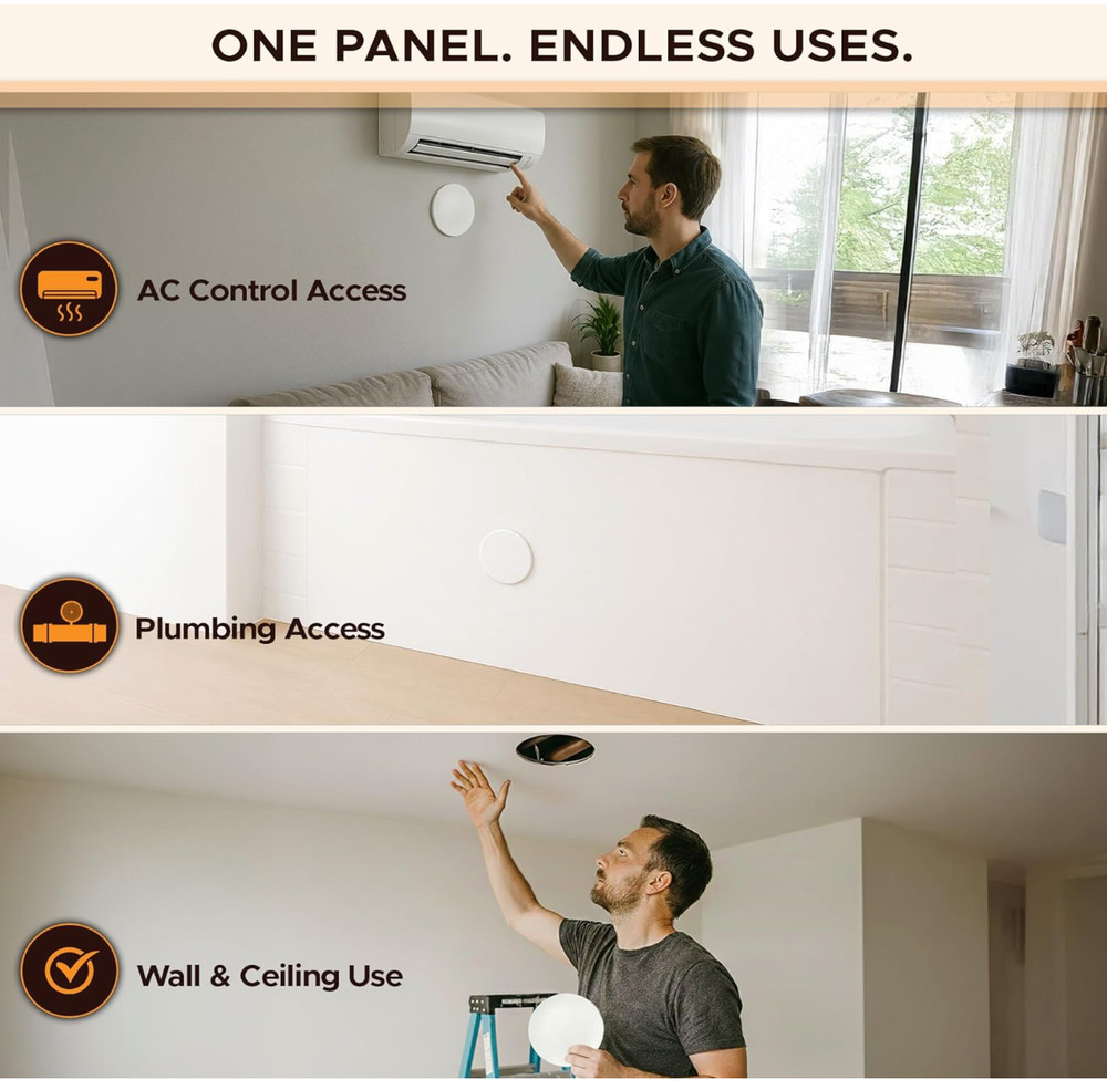 Morvat 5x5" Round Spring Access Panel 4 Pack White ABS Wall Cover