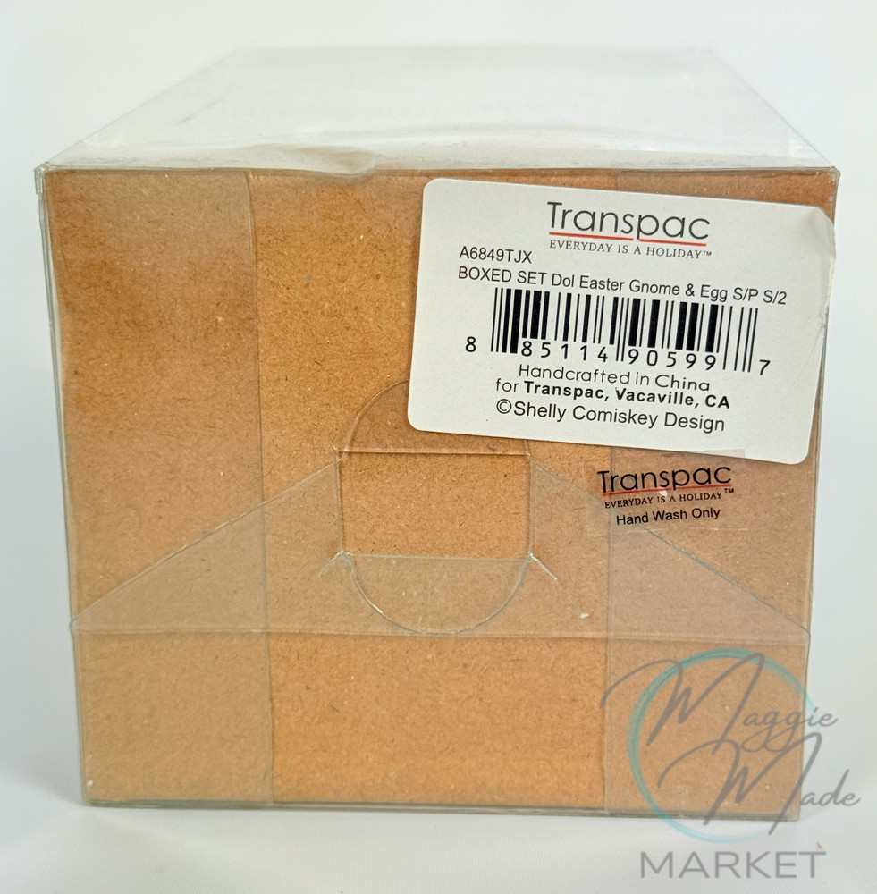 New Transpac Easter Gnome & Egg Salt Pepper Shakers Ceramic Spring Decor