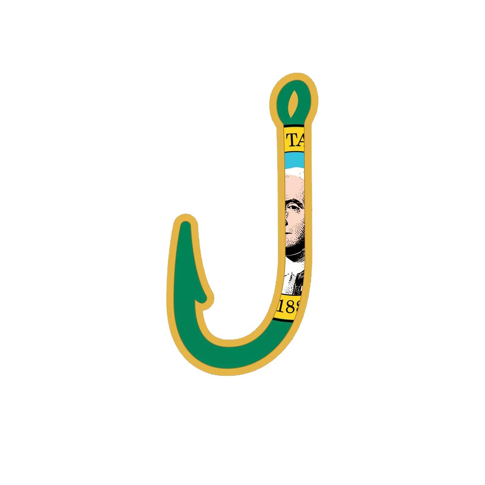 Washington Fish Hook Sticker Decal