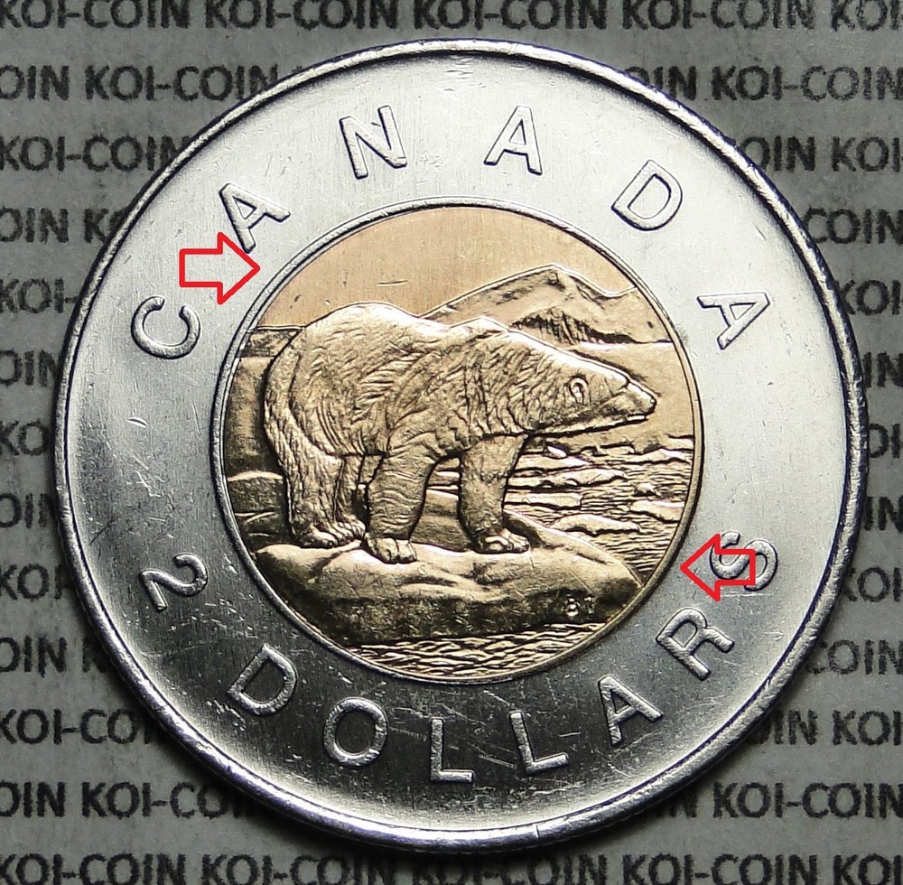 *Error*Core offset*Canada 2009 $2 dollar regular toonie coin lightly circulated