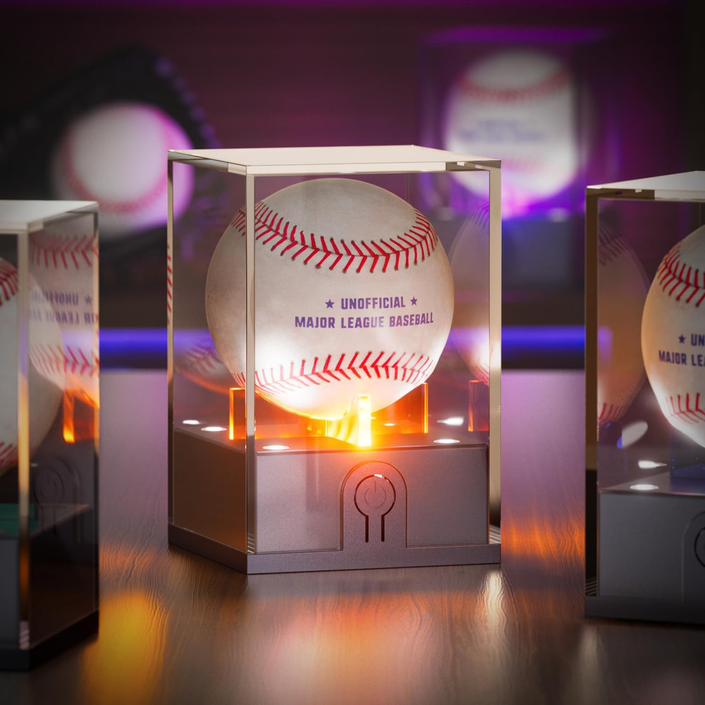 Baseball Display Case with Led Light, Light up Baseball Case for Display, Acryli