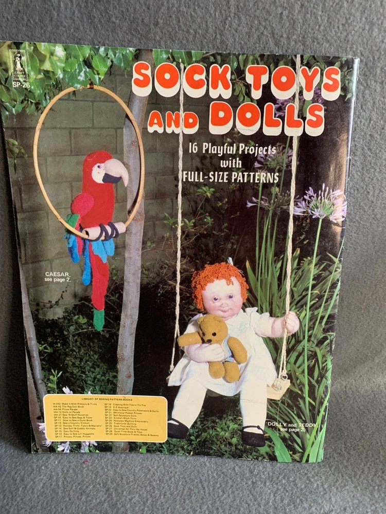 Sock Toys & Dolls Sewing Pattern Book Fun Crafts 16 Projects Full-Size Patterns