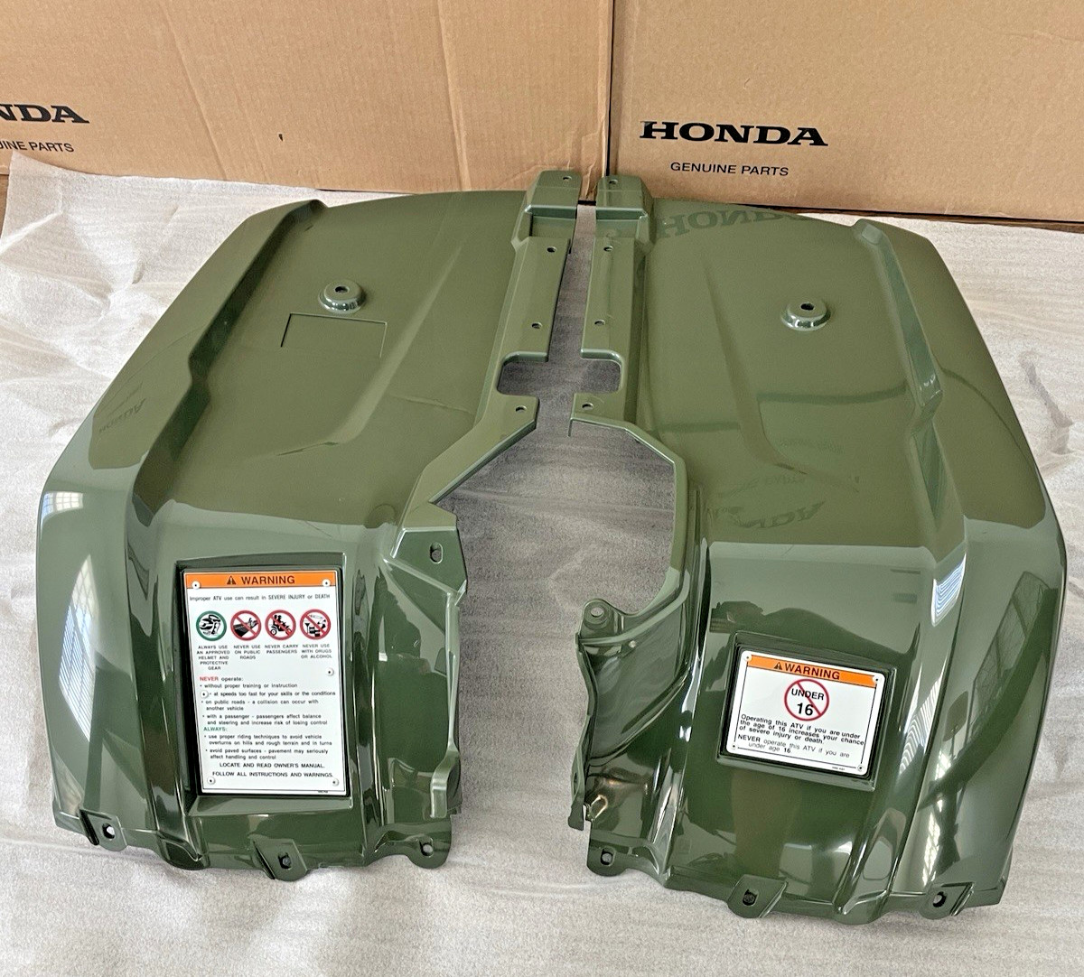 2014-2025 Honda RANCHER 420 LEFT / RIGHT FRONT FENDER GREEN PLASTIC FOURTRAX