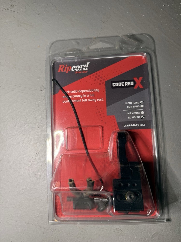Ripcord Code Red X Drop Away Arrow Rest Cable Driven Black Archery Arrow Rest