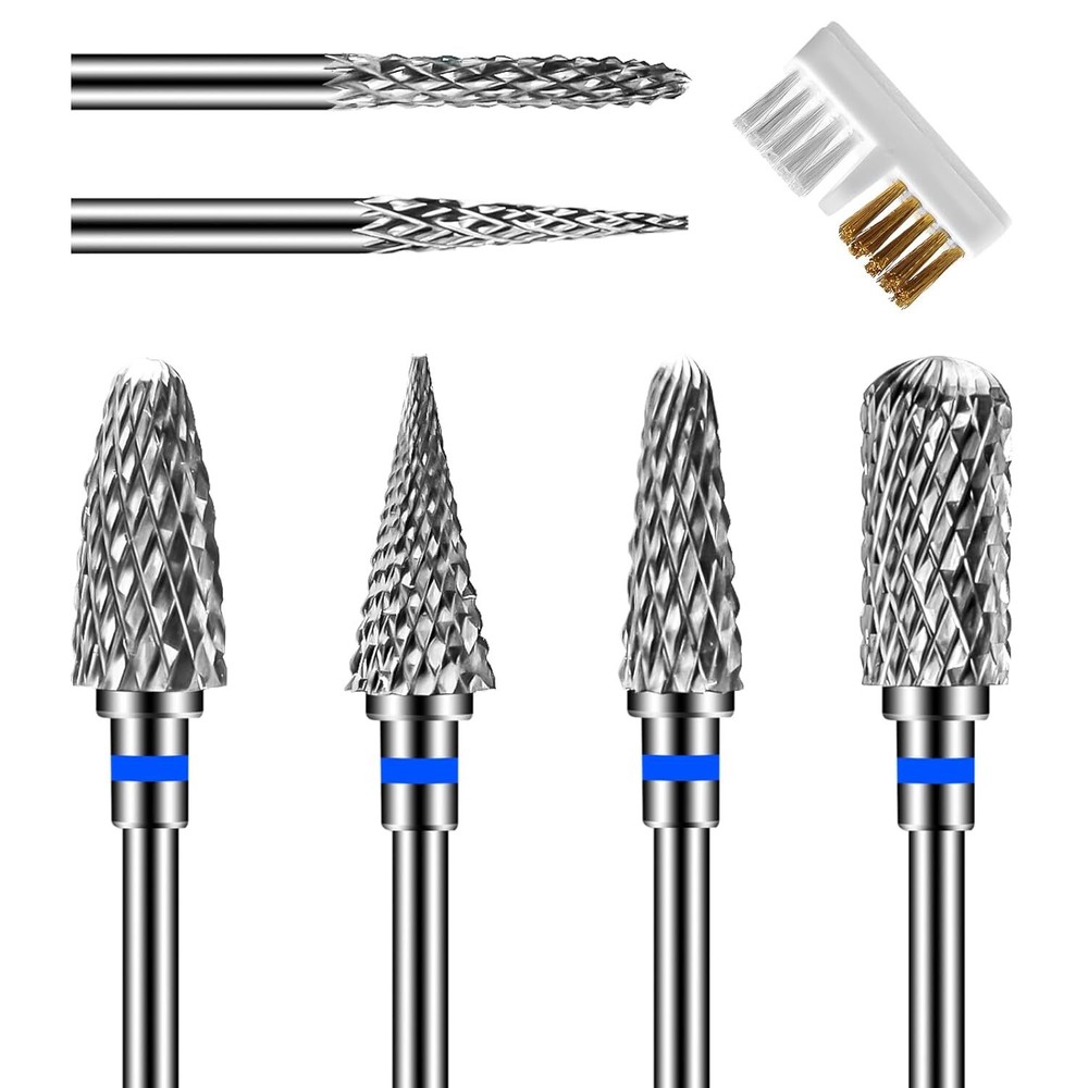 6 Pack Nail Drill Bits for Acrylic Nails, 3/32" Shank Drill Bits for Nails Pr...