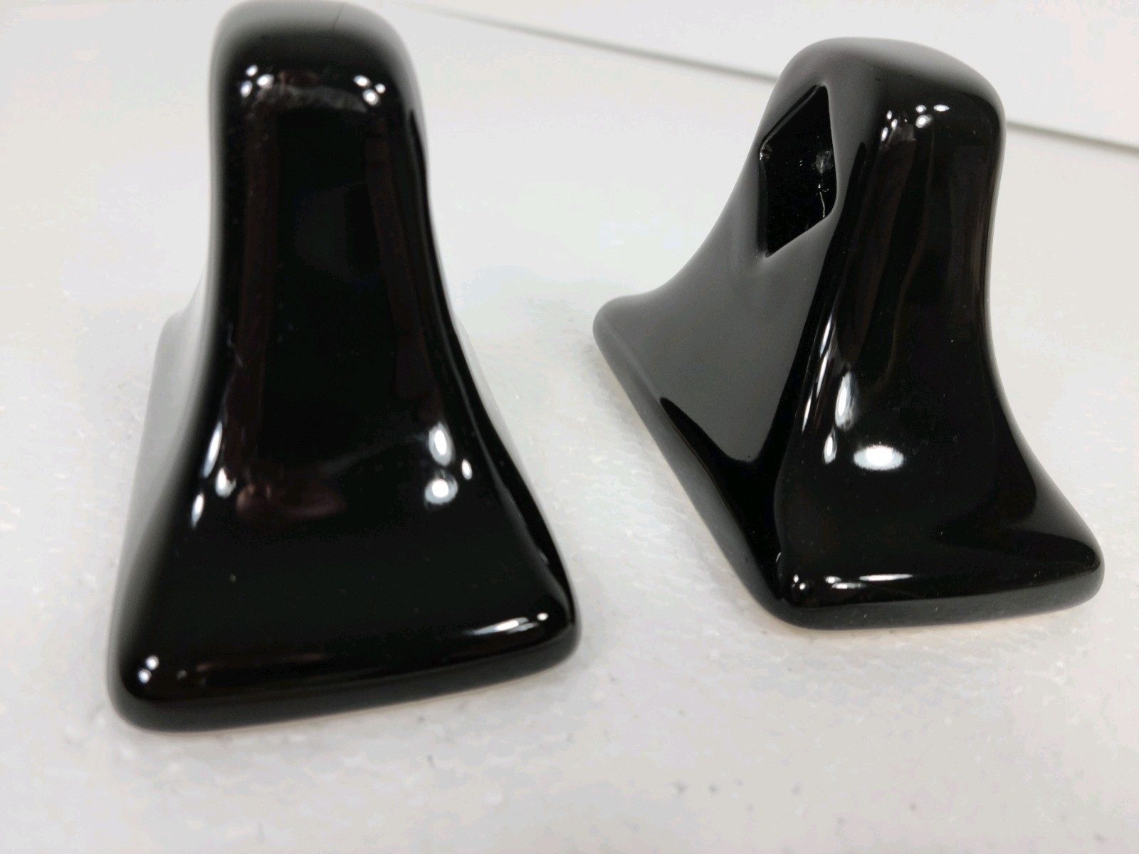 Vintage Black Ceramic Towel Bar Rod Rack Post Holders Flat Back Glue over Tile