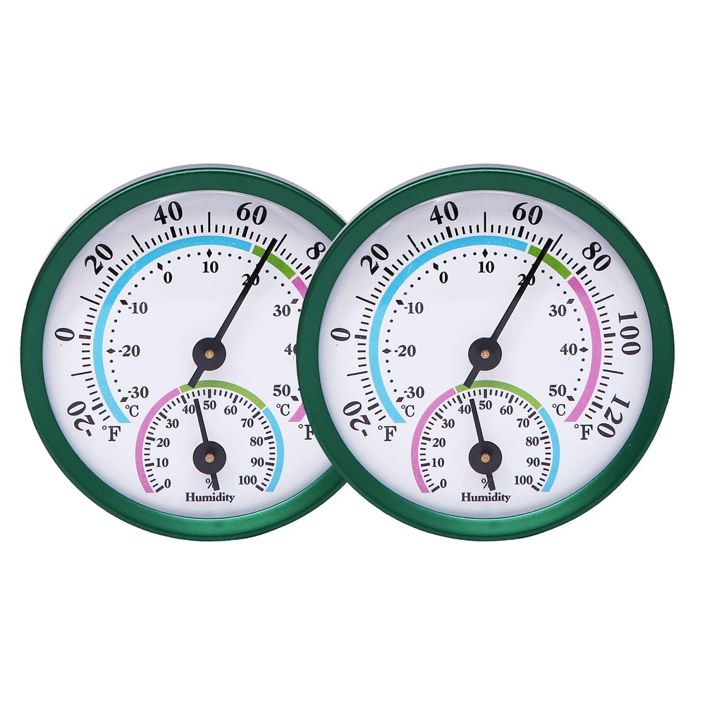 LayscoPro Mini Indoor Thermometer Hygrometer Green-2 Pack, Pack