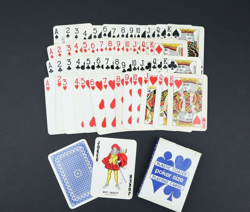 Poker Size Playing Cards Plastic Coated Complete Set Used