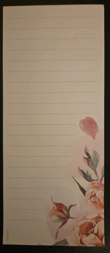 3-1/2 by 8 Inch FLORAL NOTEPAD.