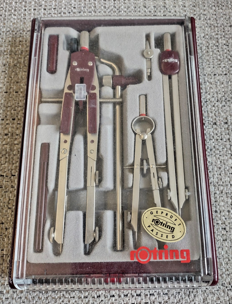 Geproft Rotring Drafting Compass Set Looks Complete Excellent MINT NOS Shape