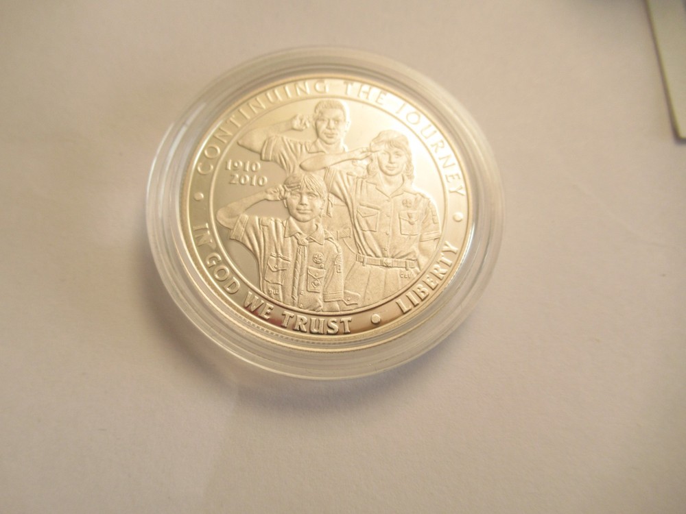2010 US Mint Proof Silver Dollar , Boy Scouts, US Mint Packaging w/COA