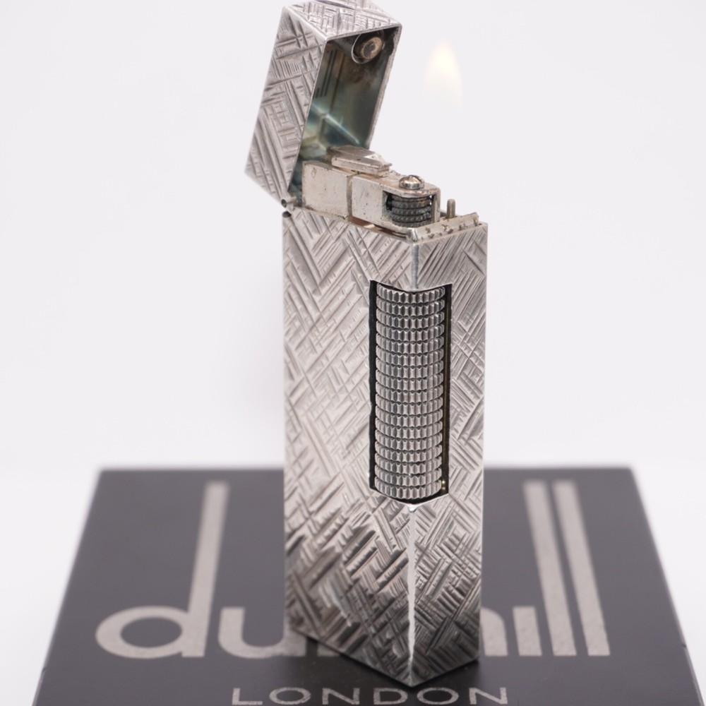 Rare Dunhill Lighter Silver Florentine Pattern-Ultrasonically cleaned_Working