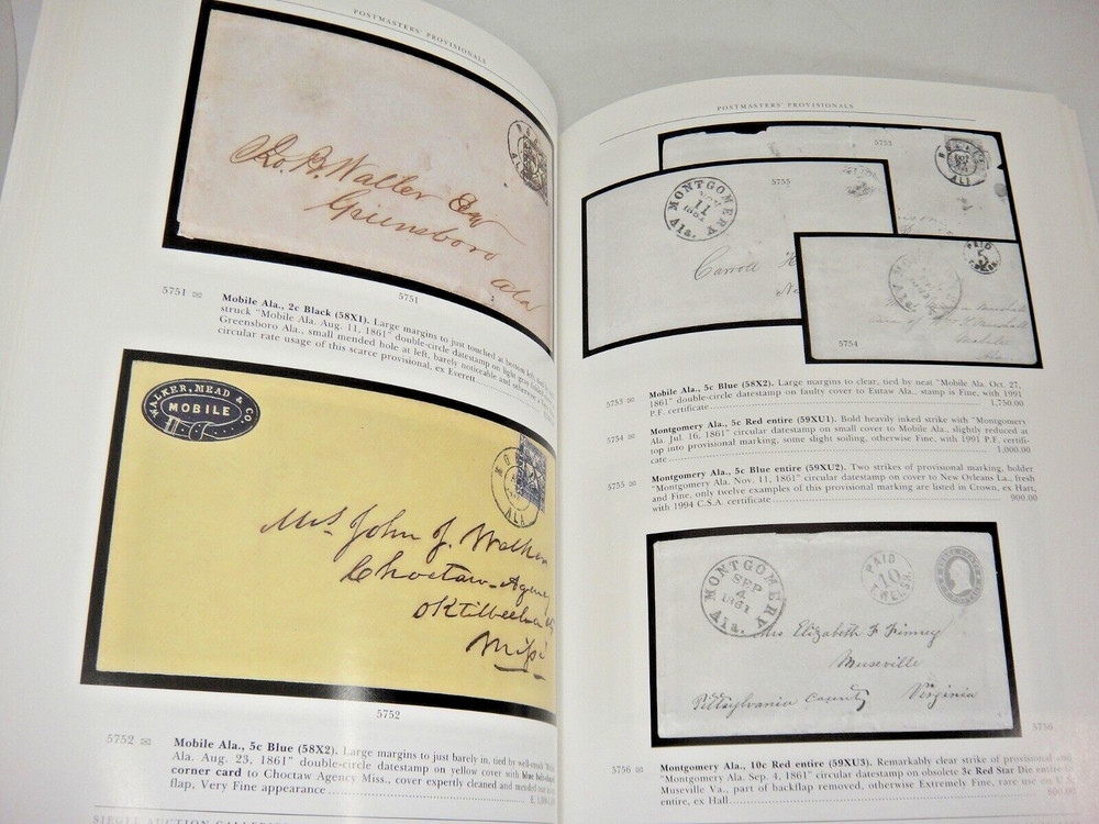 Siegel Auction Catalog 2002 w Prices Realized Karl Agre Coll. Confederate States