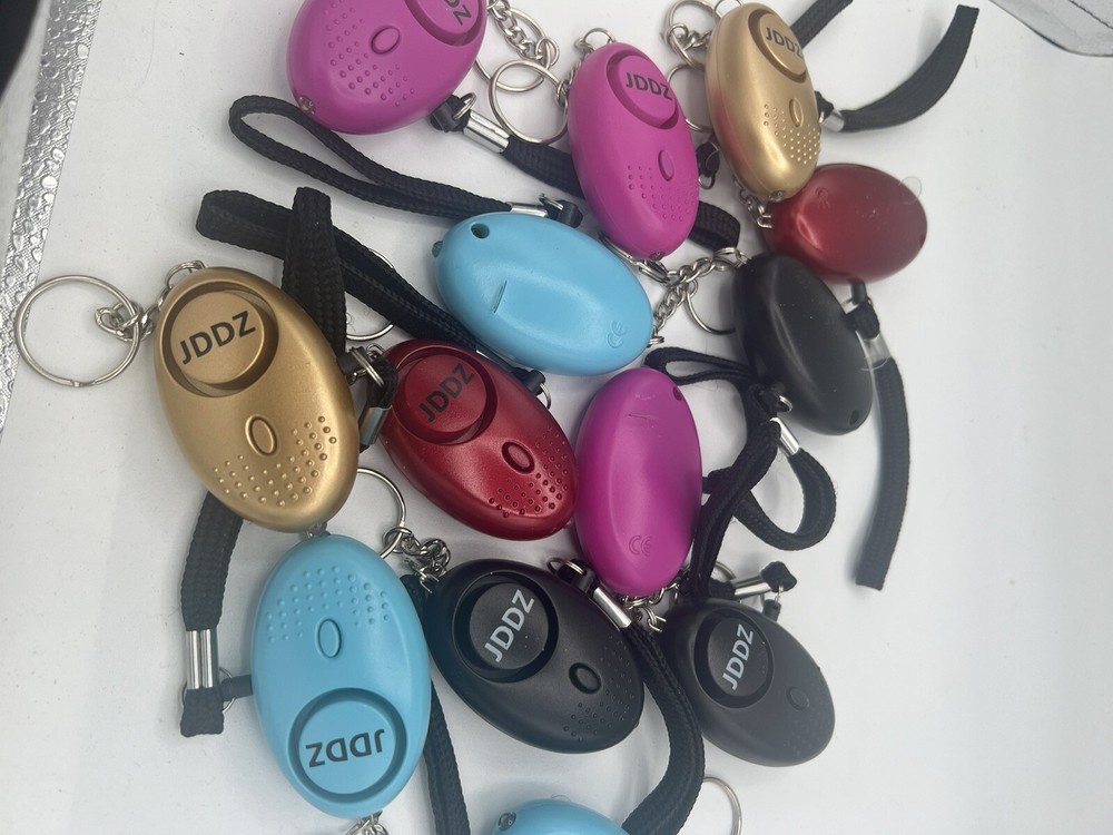 Personal Body Alarm & Flashlight Keychain Clip (Assorted Colors)