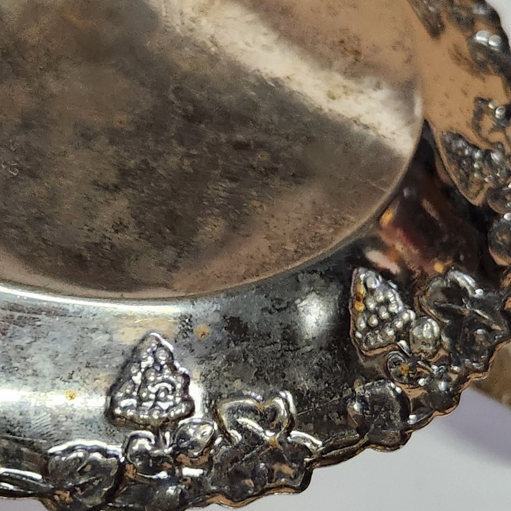 Two Small Silver Plated Trinket/ Dishes Grape Pattern Hong Kong