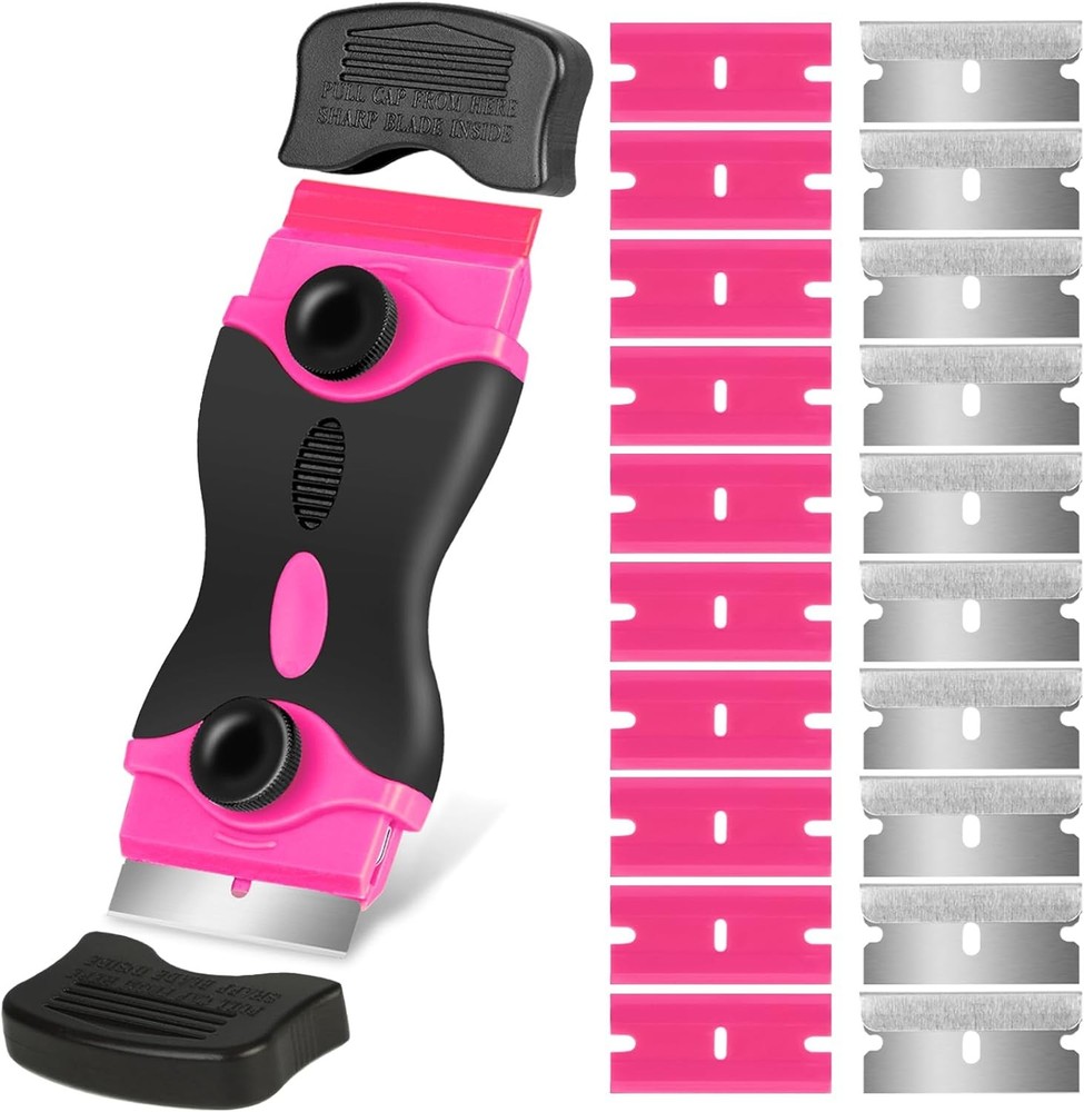 Razor Blade Scraper Tool Kit - Razor Scraper & 20 Pcs Extra Blades for Window